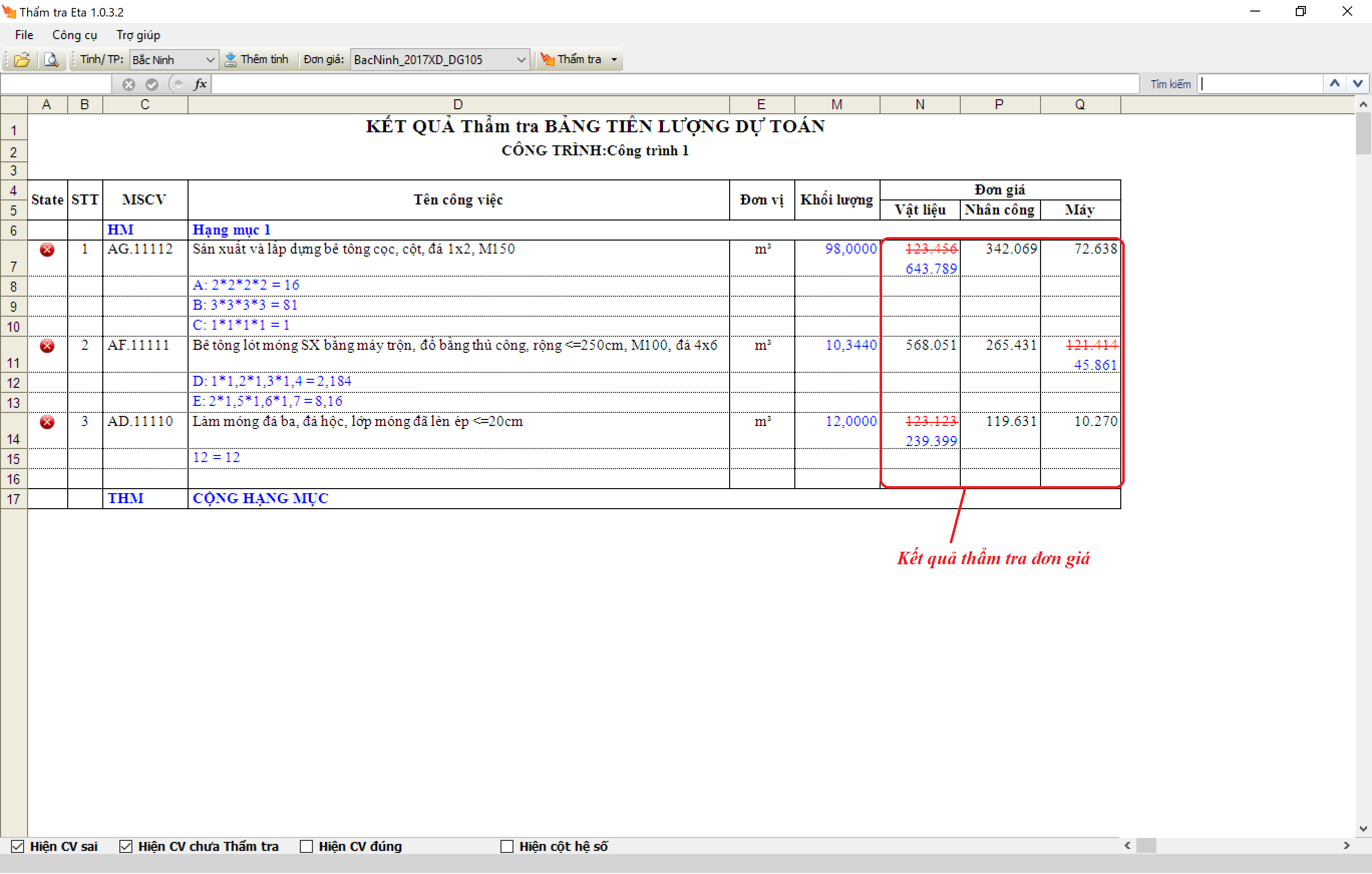 thẩm tra dự toán eta