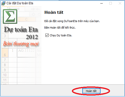 Hướng dẫn cài đặt phần mềm dự toán ETA
