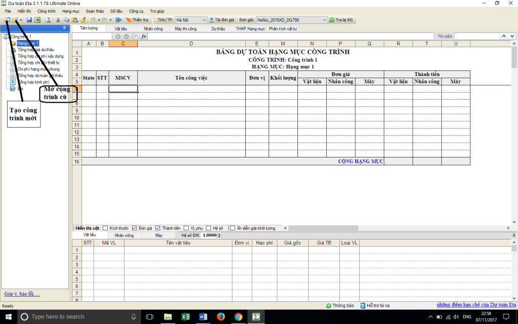 phần mềm dự toán Eta