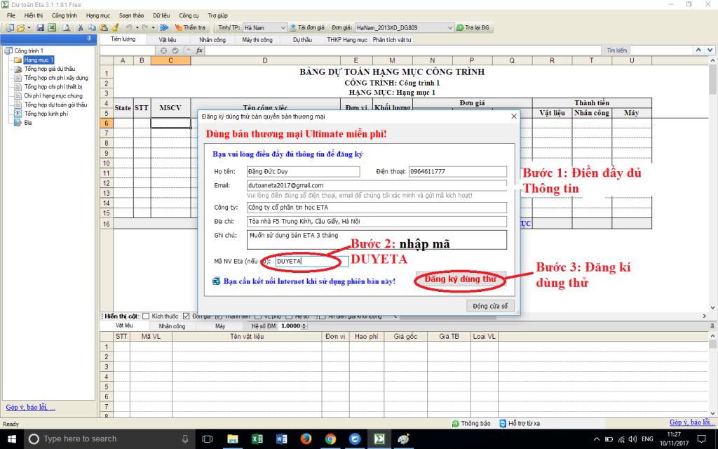 Dự toán Eta Online