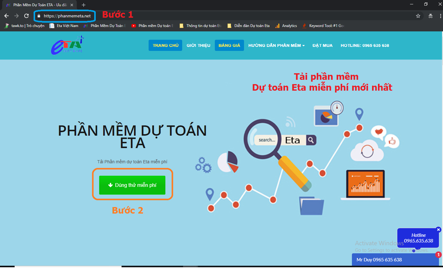 tải phần mềm dự toán Eta