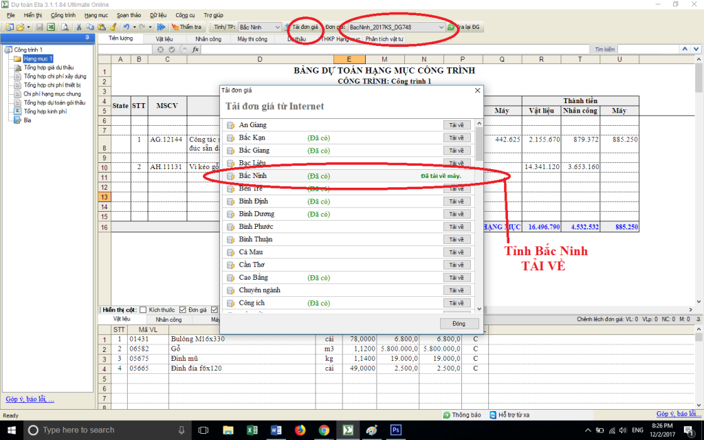 Đơn giá Sửa chữa công trình Bắc Ninh năm 2018