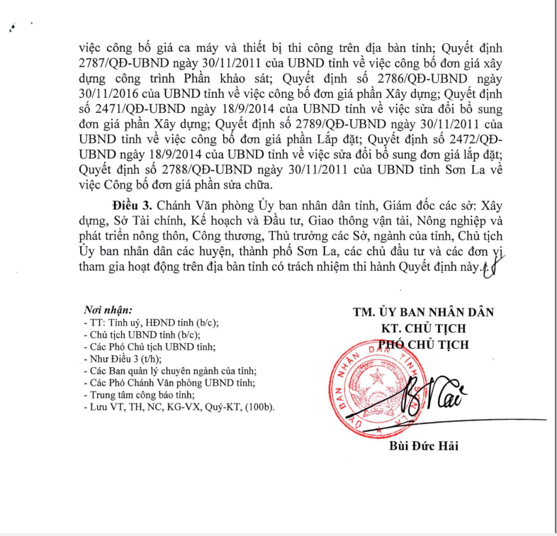 Đơn giá xây dựng công trình tỉnh Sơn La