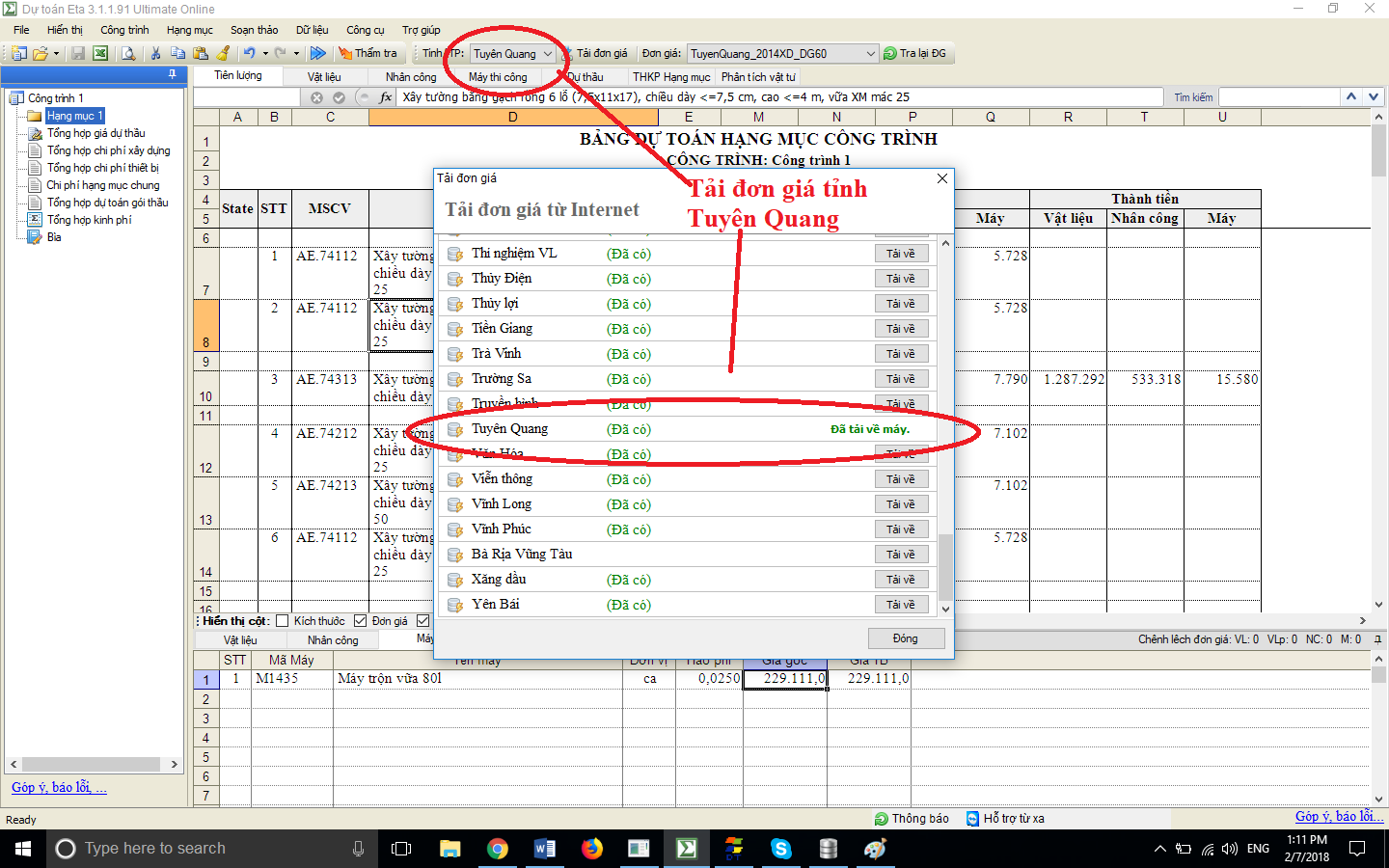 Đơn giá XDCT tỉnh Tuyên Quang năm 2017 QĐ 455/QĐ-UBND
