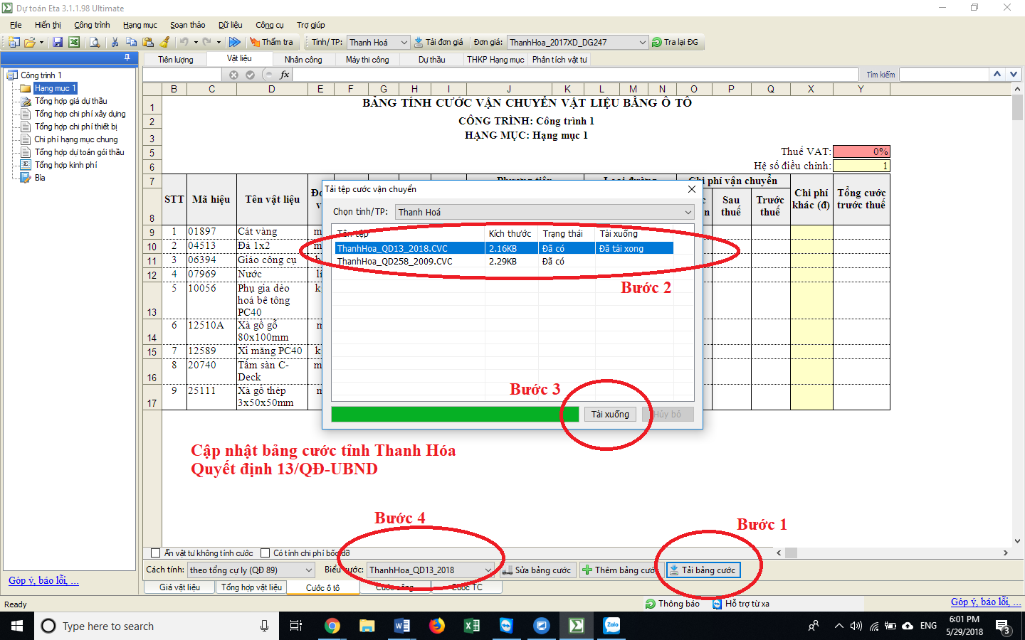Cước vận chuyển tỉnh Thanh Hóa theo Quyết định 13/2018/QĐ-UBND