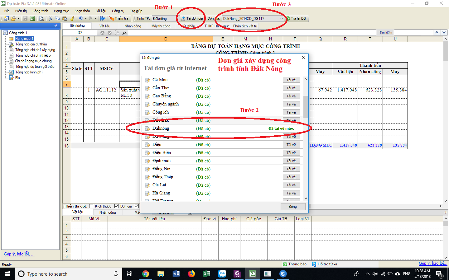 Đơn giá xây dựng tỉnh Đắk Nông
