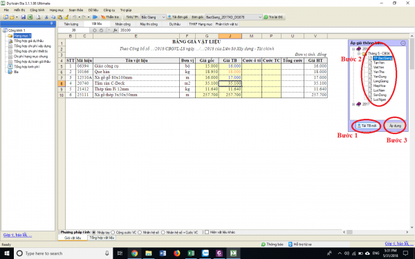 Giá VLXD tỉnh Bắc Giang tháng 4 năm 2018