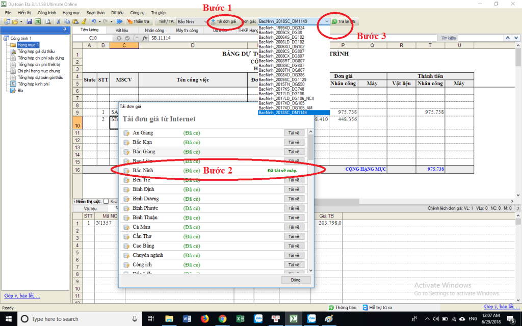 Đơn giá Sửa chữa tỉnh Bắc Ninh Quyết định 1149/QĐ-BXD