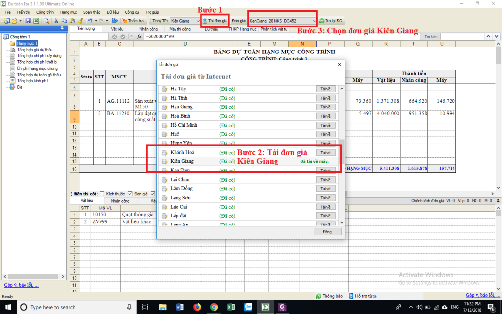 Đơn giá khảo sát xây dựng tỉnh Kiên Giang