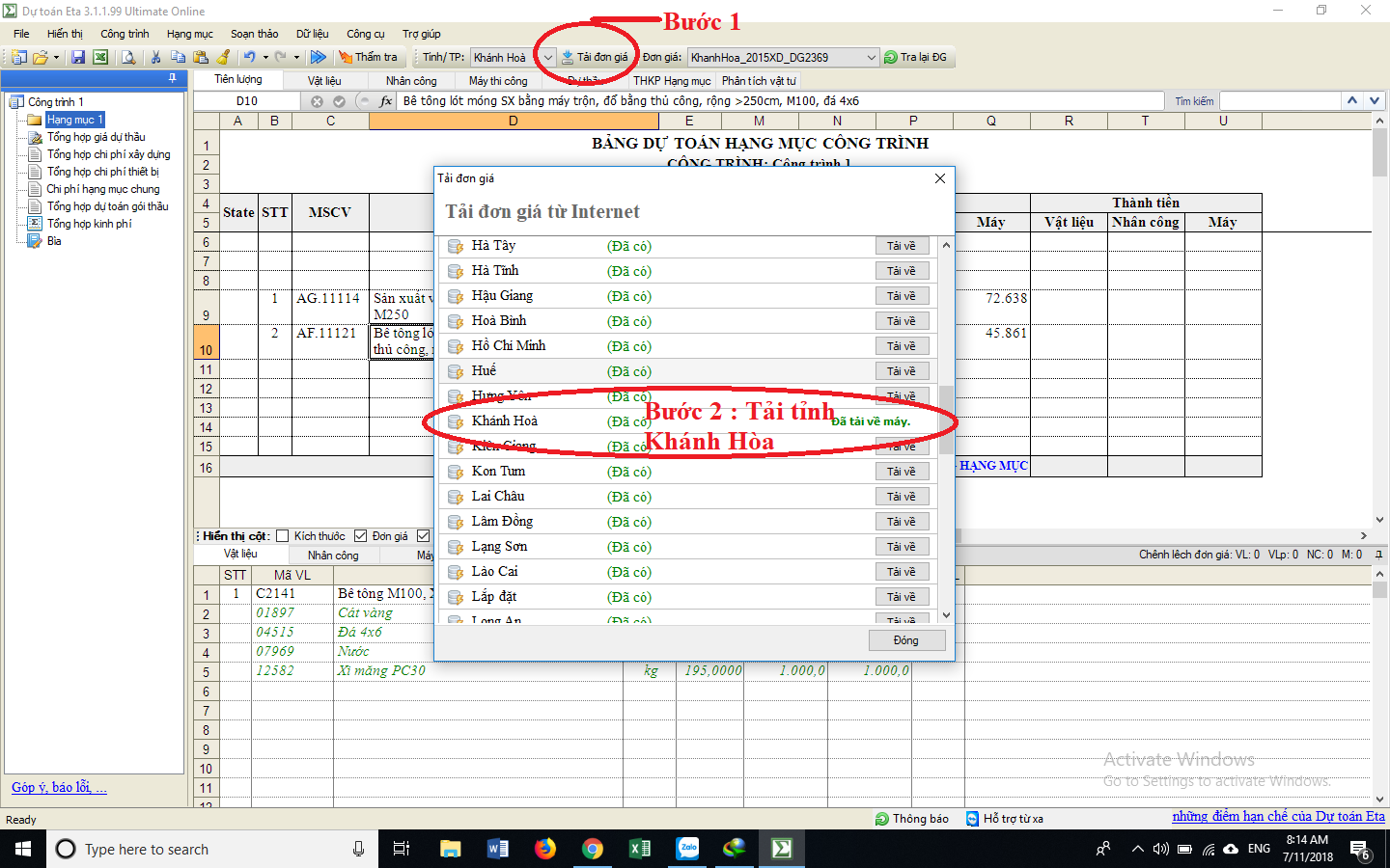 Đơn giá nhân công xây dựng tỉnh Khánh Hòa