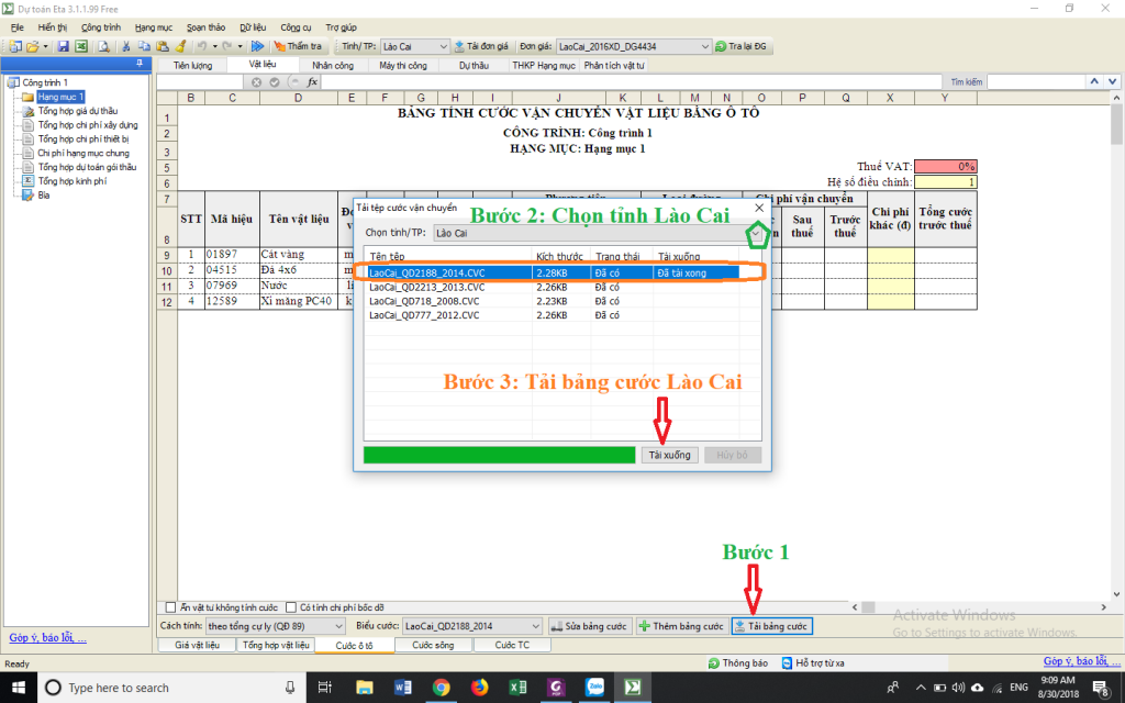 Bảng giá cước vận chuyển Ô tô tỉnh Lào Cai