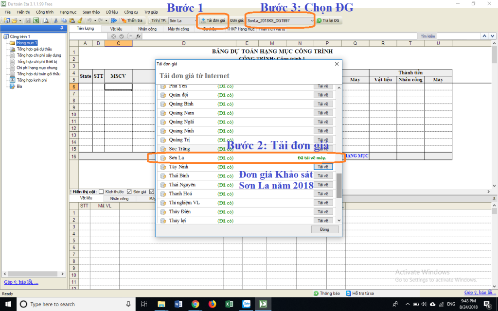 Đơn giá khảo sát tỉnh Sơn La năm 2018