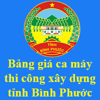 Bảng giá ca máy xây dựng tỉnh Bình Phước