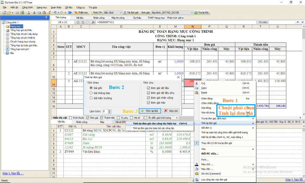 sửa chênh lệch trên dự toán Eta