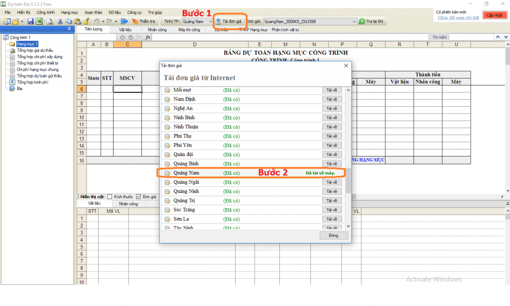 Đơn giá khảo sát xây dựng tỉnh Quảng Nam năm 2018