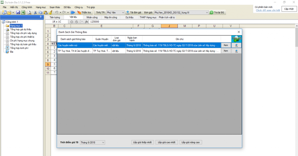 Giá vật liệu xây dựng tỉnh Phú Yên