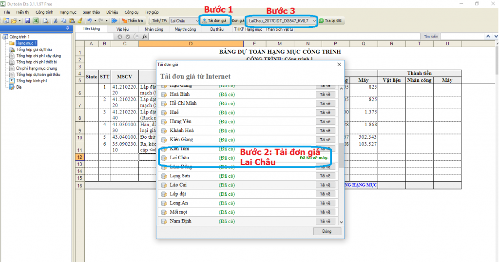 đơn giá dịch vụ công ích đô thị Lai Châu