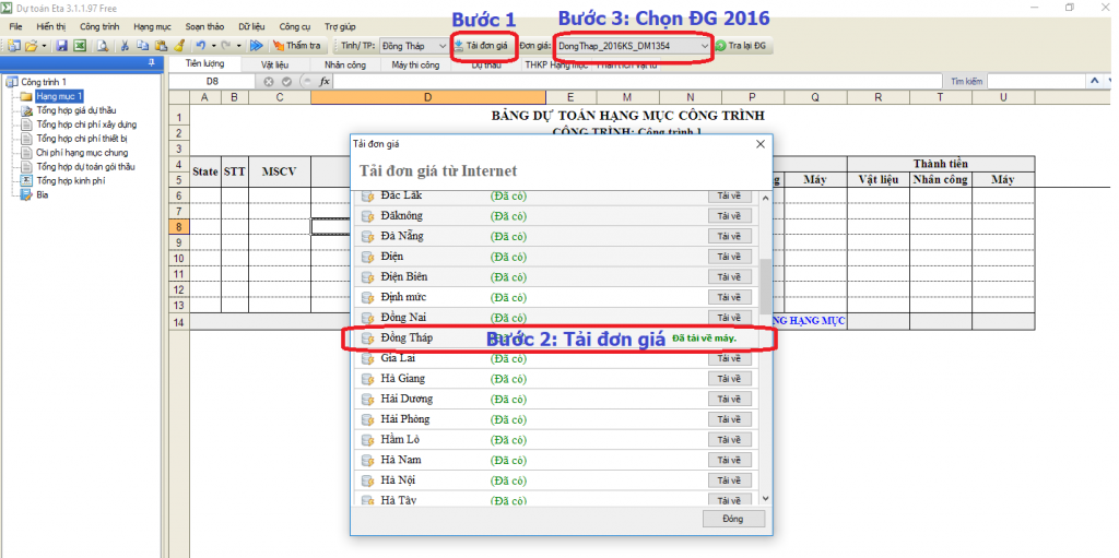 Đơn giá khảo sát tỉnh Đồng Tháp