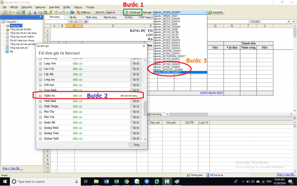 đơn giá xây dựng công trình Nghệ An năm 2018