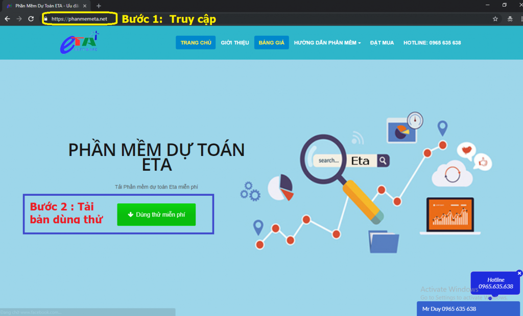 Download dự toán Eta mới nhất năm 2019
