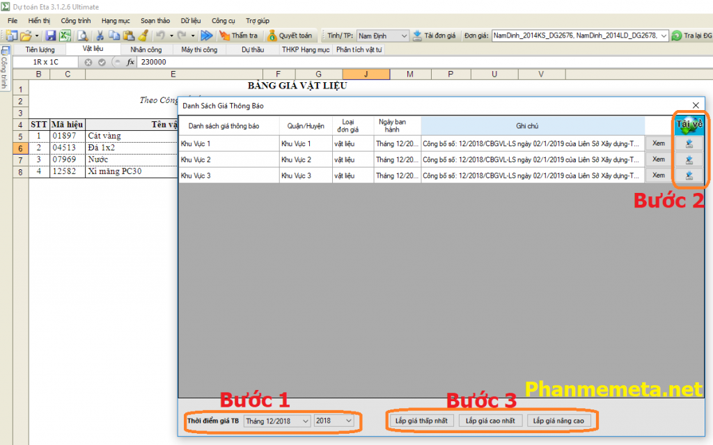Công bố giá vật liệu xây dựng Nam Định năm 2019