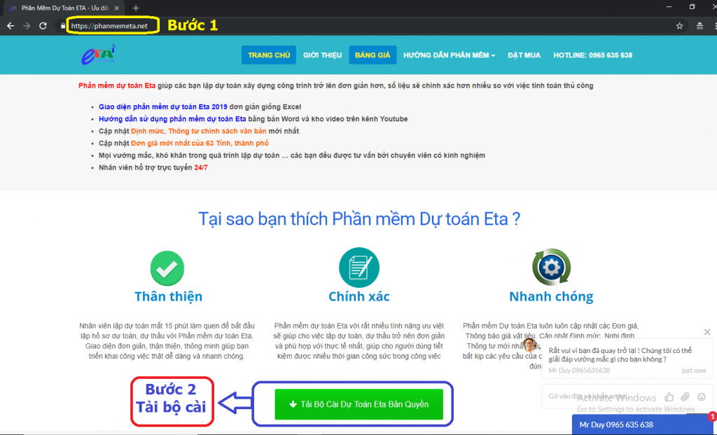 Hướng dẫn cài đặt phần mềm dự toán Eta 2019