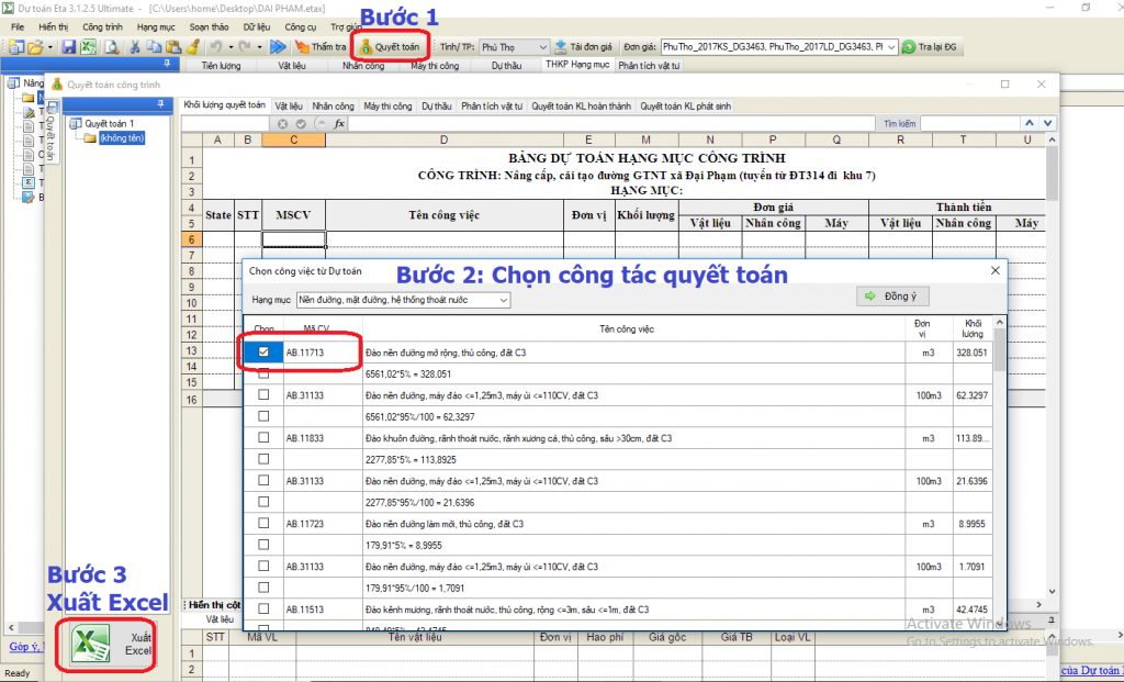 Phần mềm dự toán Eta 2019