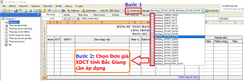 Hướng dẫn lập dự toán tỉnh Bắc Giang năm 2019