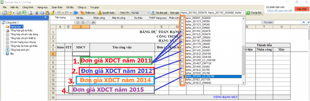 Đơn giá xây dựng thành phố Hà Nội 2019