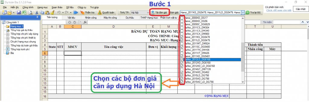 Hướng dẫn lập dự toán trên địa bàn thành phố Hà Nội