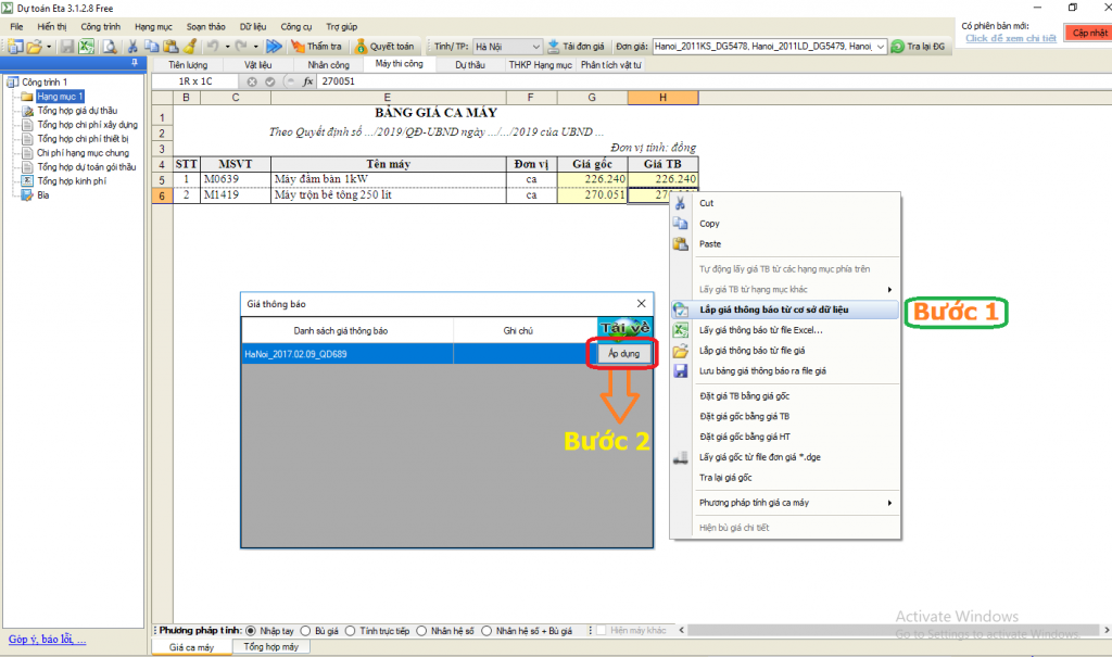 Hướng dẫn tính ca máy thành phố Hà Nội