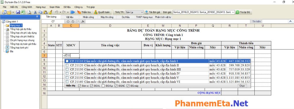 Dự toán cắm mốc quy hoạch