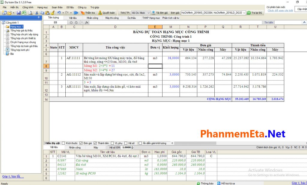 Dự toán xây dựng công trình