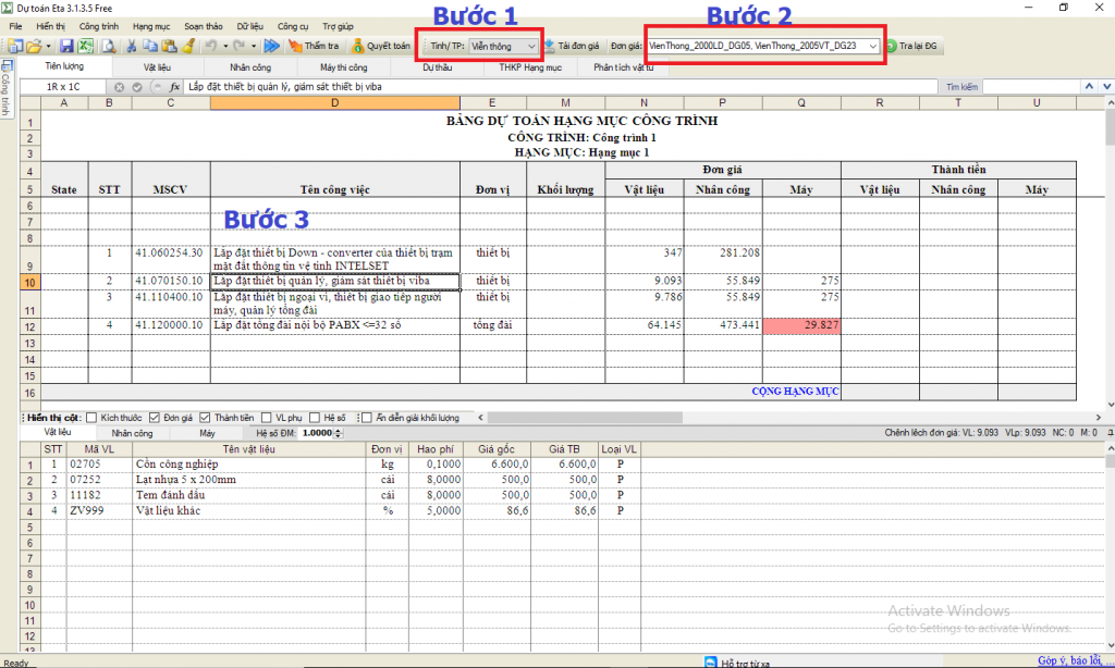 dự toán công trình viễn thông