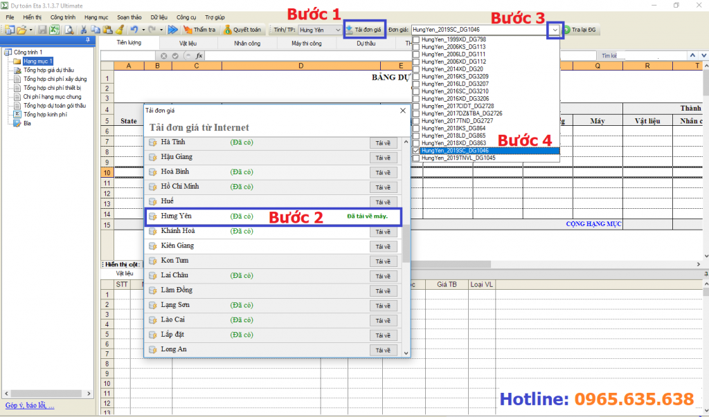 Đơn giá sửa chữa tỉnh Hưng Yên năm 2019
