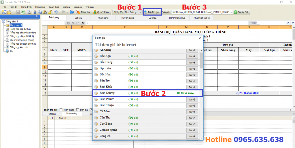 đơn giá xây dựng tỉnh bình dương năm 2019