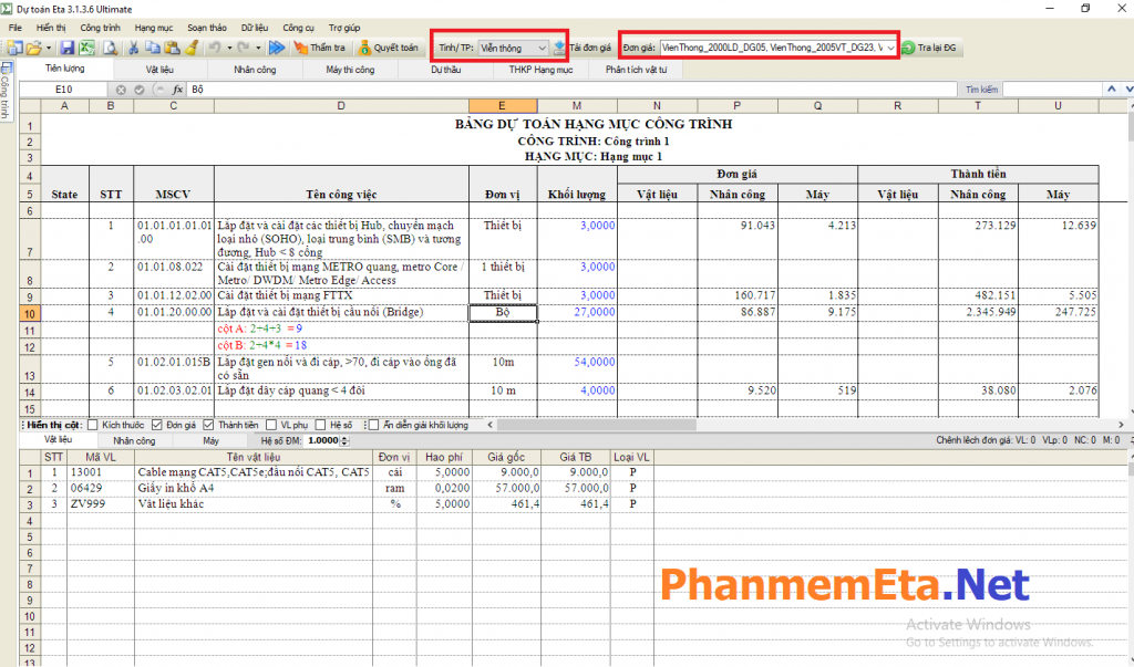 file dự toán công trình viễn thông 
