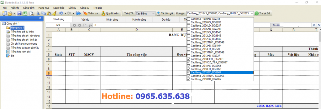 hướng dẫn lập dự toán tỉnh Cao Bằng