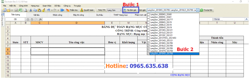 hướng dẫn lập dự toán tỉnh Lạng Sơn