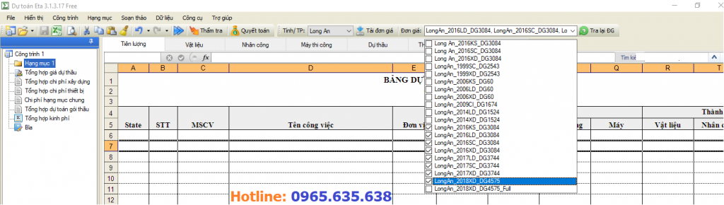 hướng dẫn lập dự toán tỉnh long an