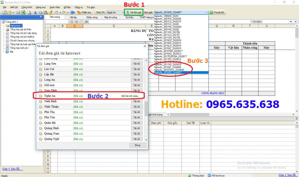 hướng dẫn lập dự toán tỉnh Nghệ An