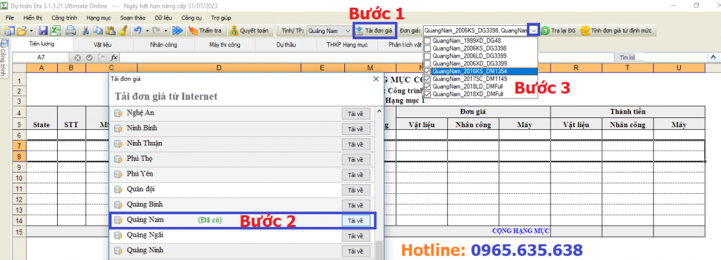 Hướng dẫn lập dự toán tỉnh Quảng Nam