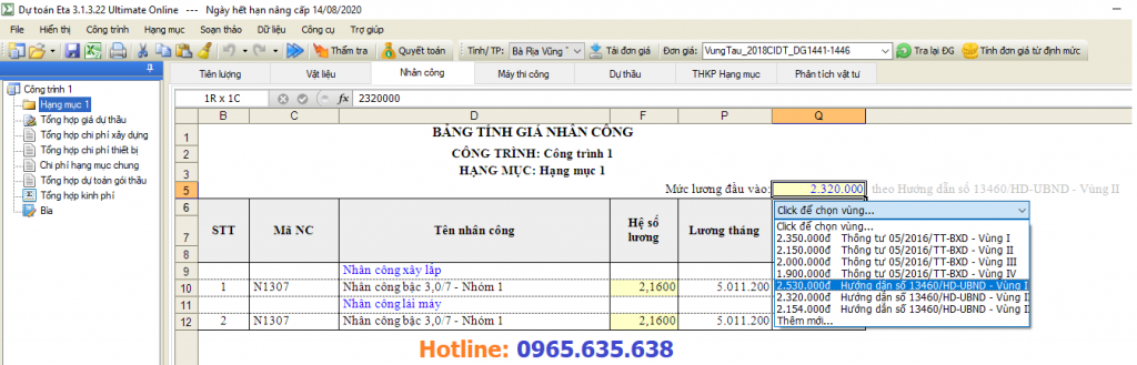 hướng dẫn lập dự toán tỉnh bà rịa vùng tàu