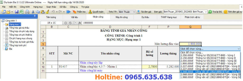hướng dẫn lập dự toán tỉnh bình thuận