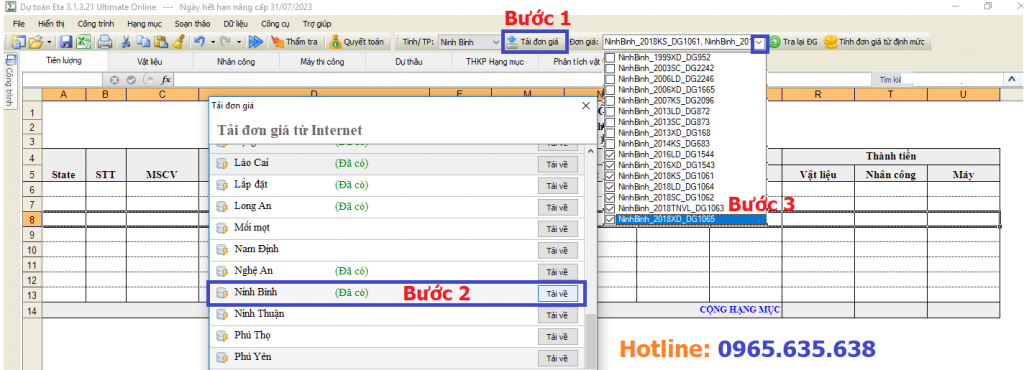 hướng dẫn lập dự toán tỉnh ninh bình