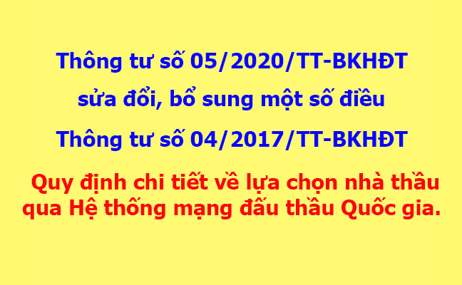 Thông tư số 05/2020/TT-BKHĐT Bộ Kế hoạch và Đầu tư ngày 30/6/2020