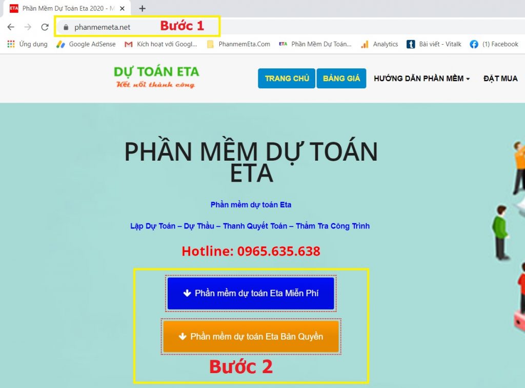 Hướng dẫn cập nhật dự toán Eta mới nhất