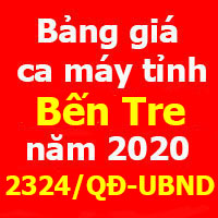 Bảng giá ca máy tỉnh Bến Tre Quyết định 2324/QĐ-UBND ngày 21/9/2020