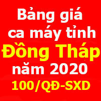 Bảng giá ca máy tỉnh Đồng Tháp 2020