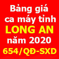 Bảng giá ca máy tỉnh Long An Quyết định 654/QĐ-SXD